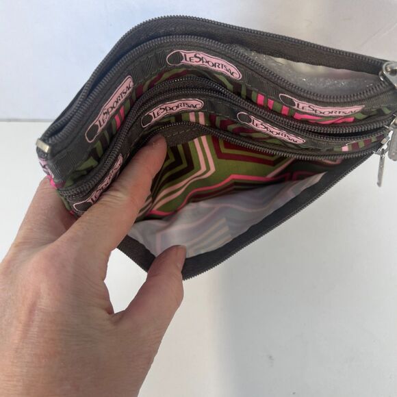 Le Sport Sac NEW Cosmetic Pouch 3 Zippered Pockets Abstract Slim - Picture 6 of 6